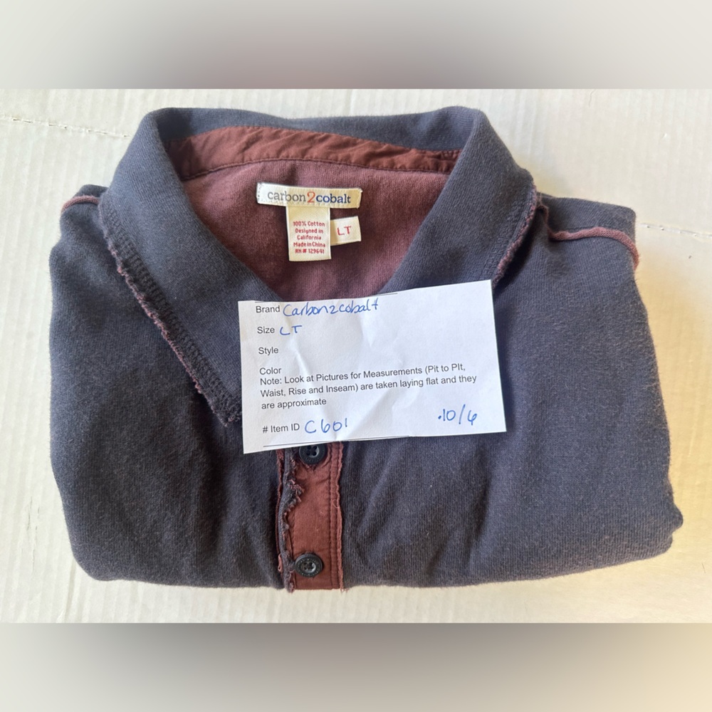 Carbon 2 Cobalt Short Sleeve Polo Mens Size Large‎ Tall LT Grey Golf Business - Picture 6 of 6